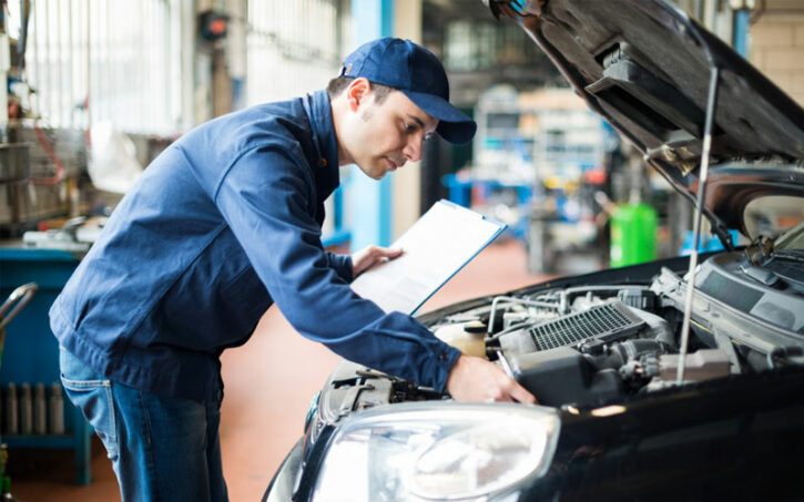 A person working on a car