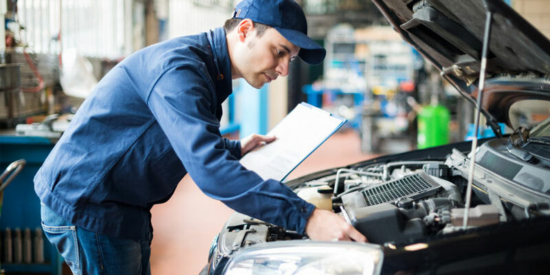 A person working on a car